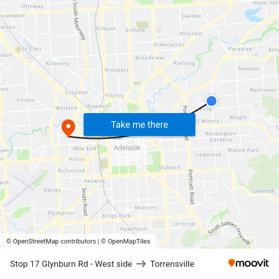 Stop 17 Glynburn Rd - West side to Torrensville map