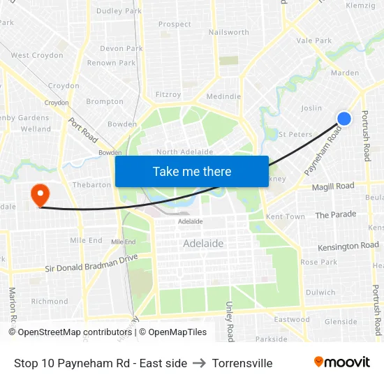 Stop 10 Payneham Rd - East side to Torrensville map