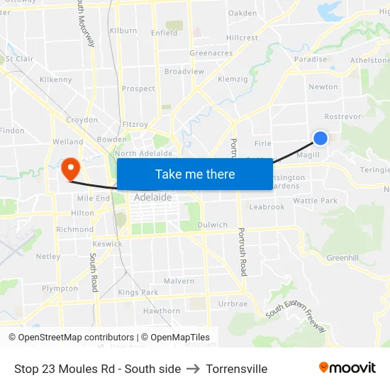 Stop 23 Moules Rd - South side to Torrensville map
