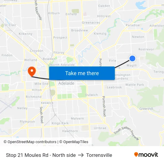 Stop 21 Moules Rd - North side to Torrensville map