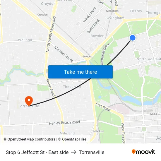 Stop 6 Jeffcott St - East side to Torrensville map
