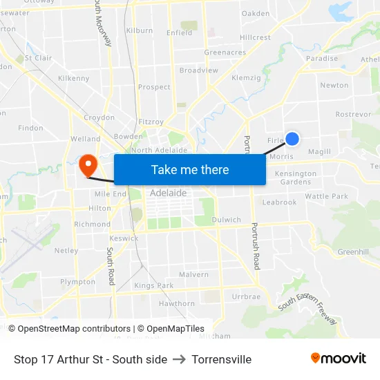 Stop 17 Arthur St - South side to Torrensville map