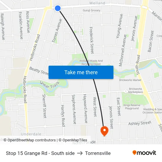 Stop 15 Grange Rd - South side to Torrensville map