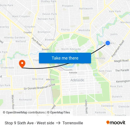 Stop 9 Sixth Ave - West side to Torrensville map