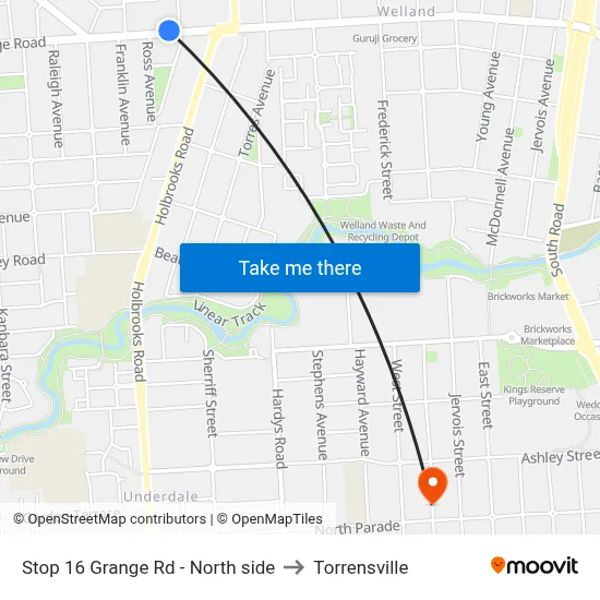 Stop 16 Grange Rd - North side to Torrensville map