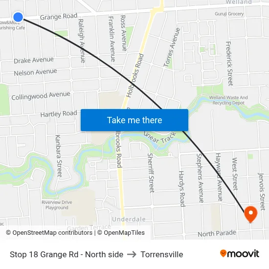 Stop 18 Grange Rd - North side to Torrensville map
