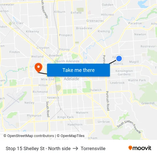 Stop 15 Shelley St - North side to Torrensville map