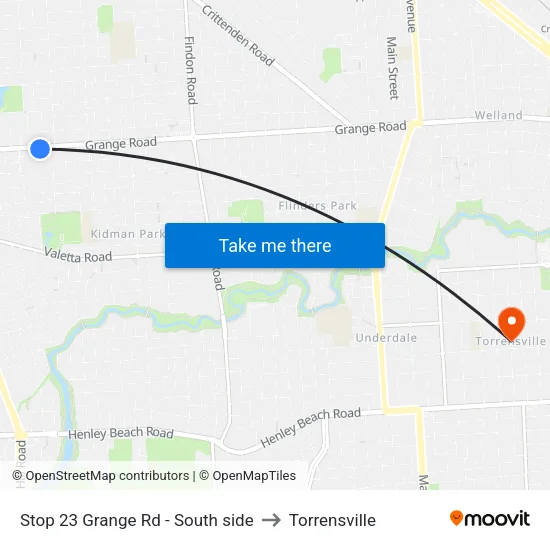 Stop 23 Grange Rd - South side to Torrensville map