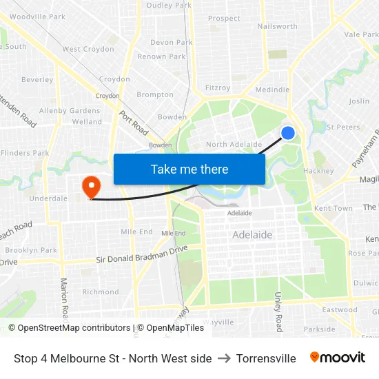 Stop 4 Melbourne St - North West side to Torrensville map