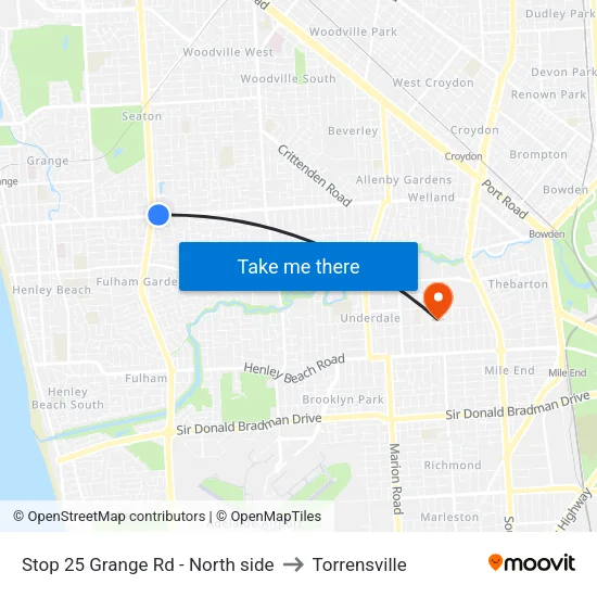 Stop 25 Grange Rd - North side to Torrensville map
