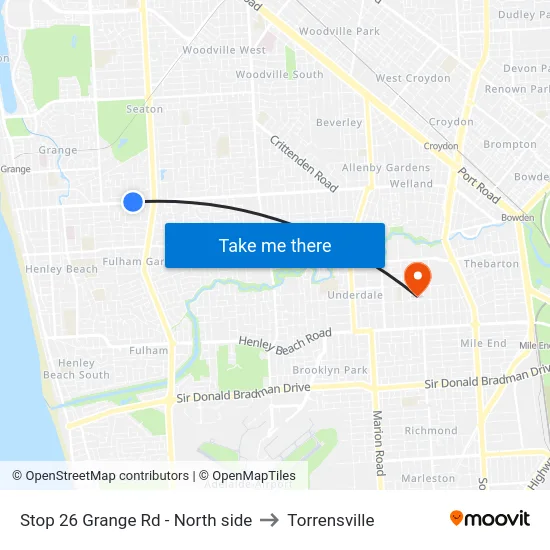Stop 26 Grange Rd - North side to Torrensville map
