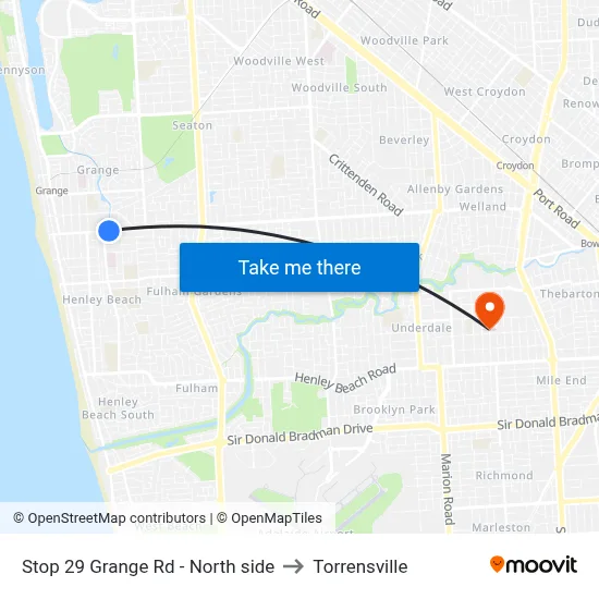 Stop 29 Grange Rd - North side to Torrensville map