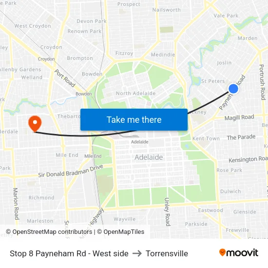 Stop 8 Payneham Rd - West side to Torrensville map