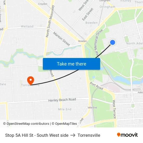Stop 5A Hill St - South West side to Torrensville map