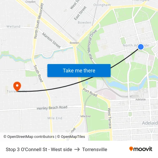 Stop 3 O'Connell St - West side to Torrensville map