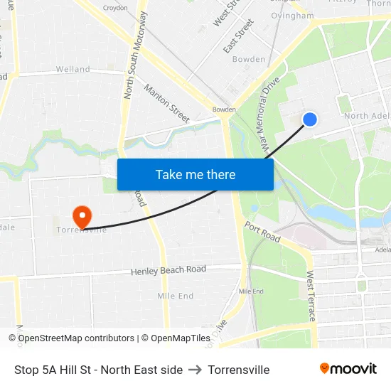 Stop 5A Hill St - North East side to Torrensville map