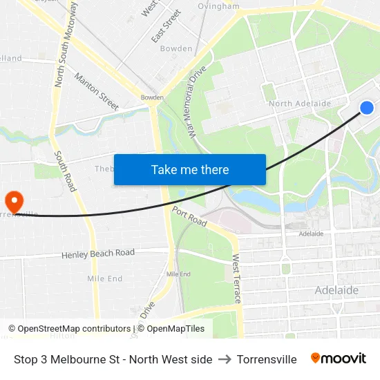 Stop 3 Melbourne St - North West side to Torrensville map