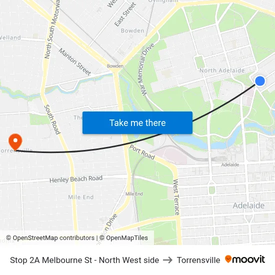 Stop 2A Melbourne St - North West side to Torrensville map