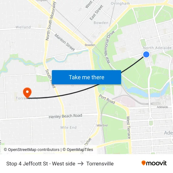 Stop 4 Jeffcott St - West side to Torrensville map