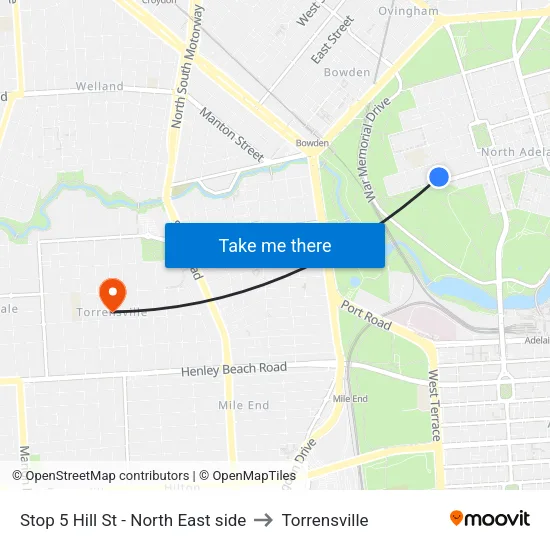 Stop 5 Hill St - North East side to Torrensville map
