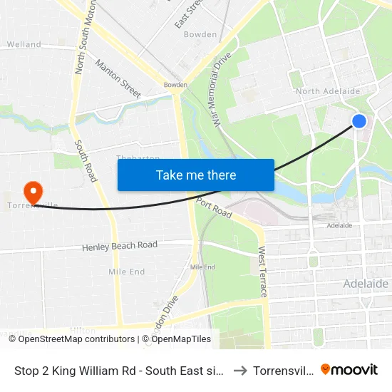 Stop 2 King William Rd - South East side to Torrensville map