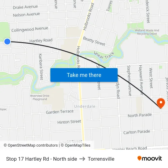 Stop 17 Hartley Rd - North side to Torrensville map