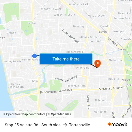 Stop 25 Valetta Rd - South side to Torrensville map
