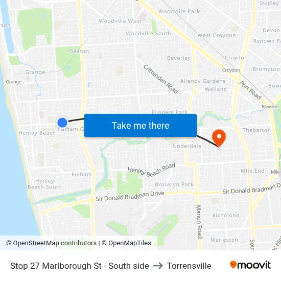 Stop 27 Marlborough St - South side to Torrensville map