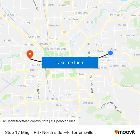 Stop 17 Magill Rd - North side to Torrensville map