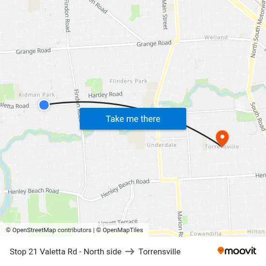 Stop 21 Valetta Rd - North side to Torrensville map