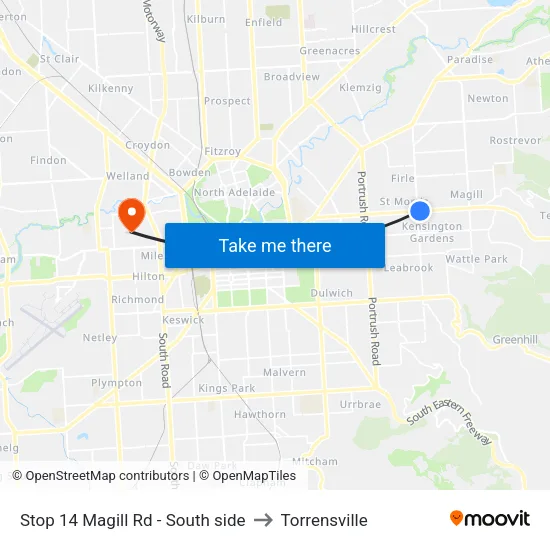 Stop 14 Magill Rd - South side to Torrensville map