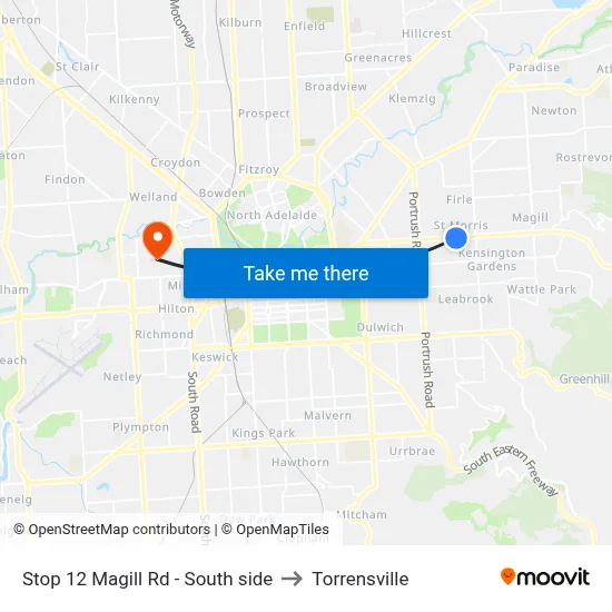 Stop 12 Magill Rd - South side to Torrensville map