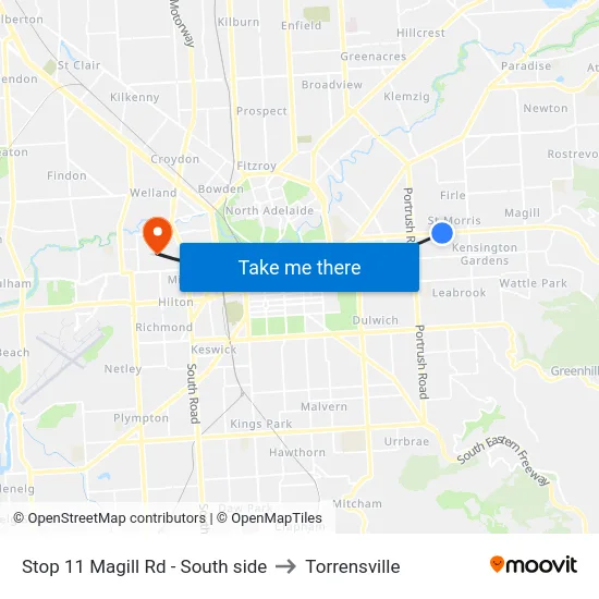 Stop 11 Magill Rd - South side to Torrensville map
