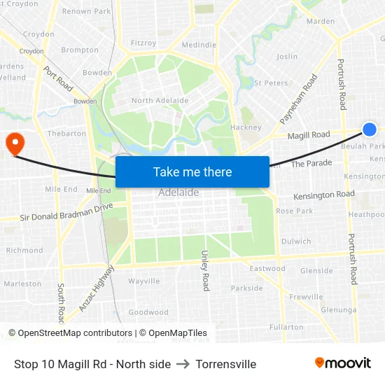 Stop 10 Magill Rd - North side to Torrensville map