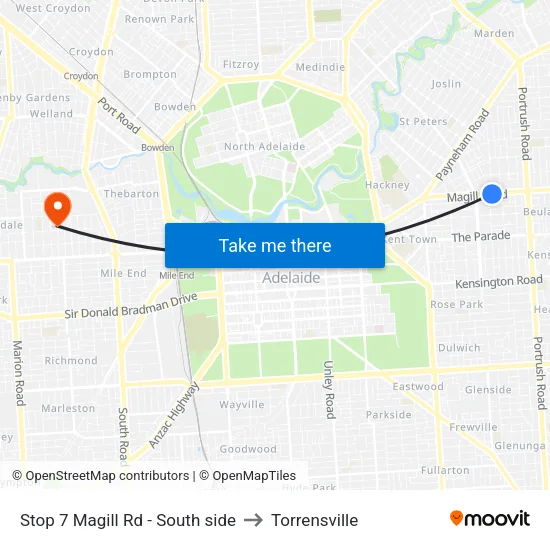 Stop 7 Magill Rd - South side to Torrensville map