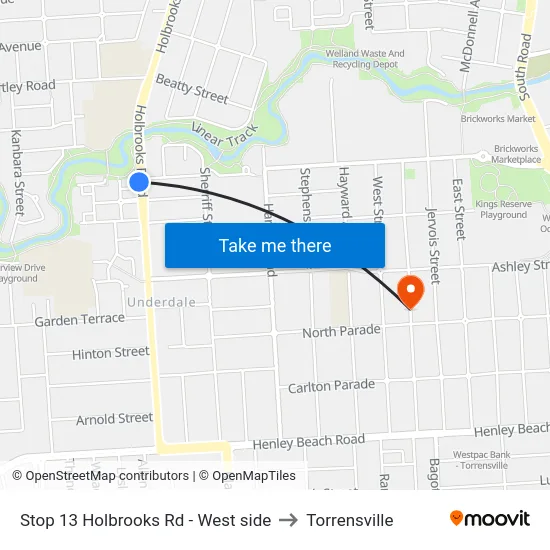 Stop 13 Holbrooks Rd - West side to Torrensville map