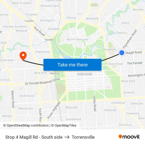 Stop 4 Magill Rd - South side to Torrensville map