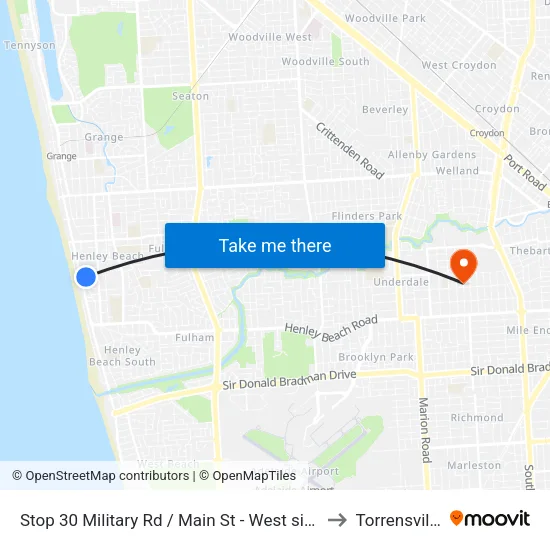 Stop 30 Military Rd / Main St - West side to Torrensville map