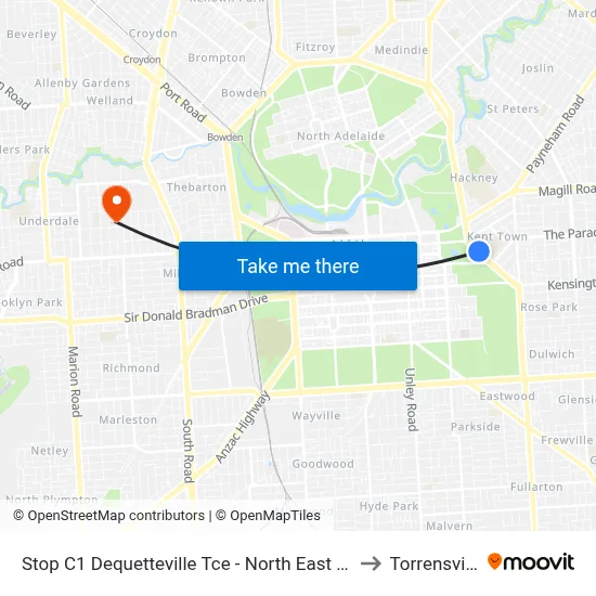 Stop C1 Dequetteville Tce - North East side to Torrensville map