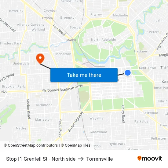 Stop I1 Grenfell St - North side to Torrensville map