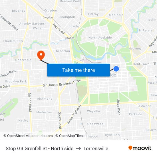 Stop G3 Grenfell St - North side to Torrensville map