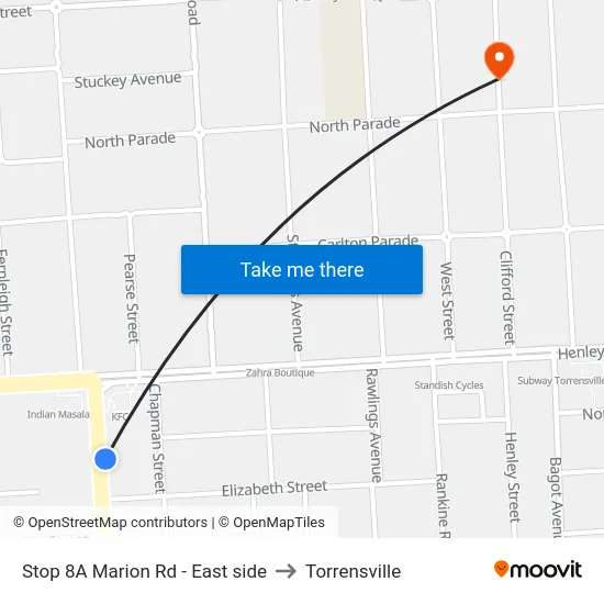 Stop 8A Marion Rd - East side to Torrensville map