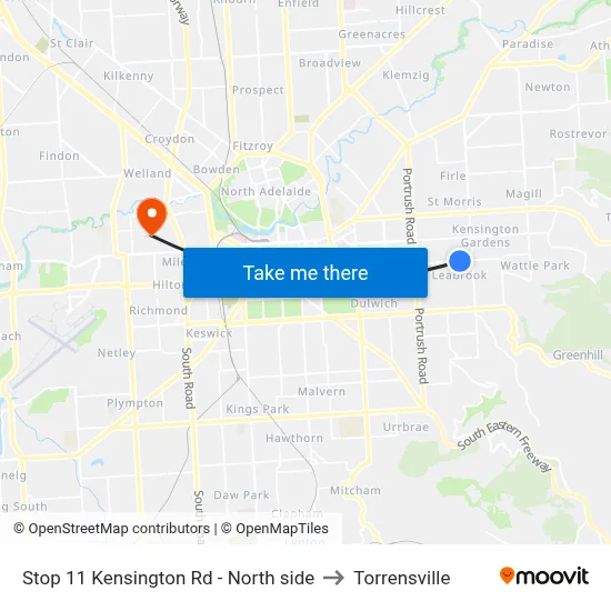 Stop 11 Kensington Rd - North side to Torrensville map