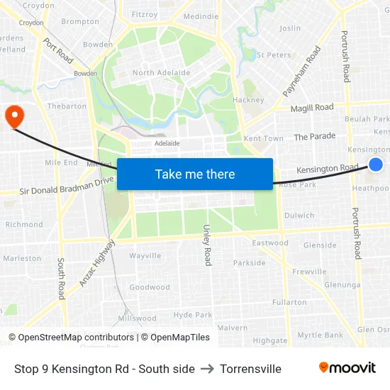Stop 9 Kensington Rd - South side to Torrensville map
