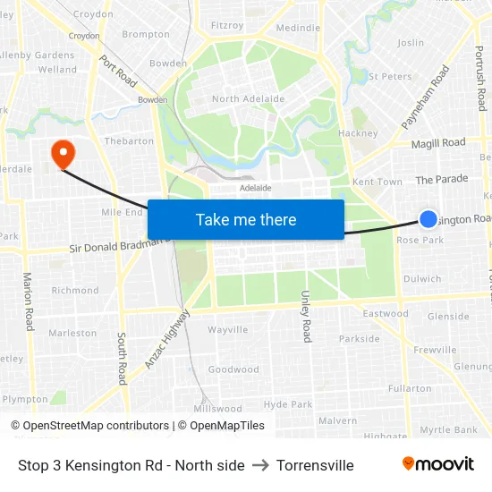 Stop 3 Kensington Rd - North side to Torrensville map