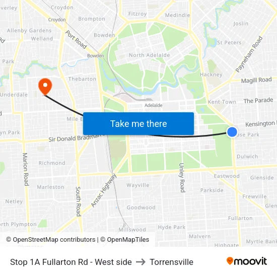 Stop 1A Fullarton Rd - West side to Torrensville map