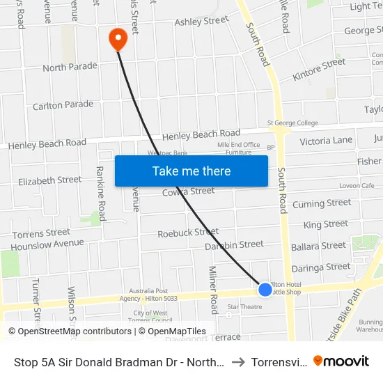 Stop 5A Sir Donald Bradman Dr - North side to Torrensville map