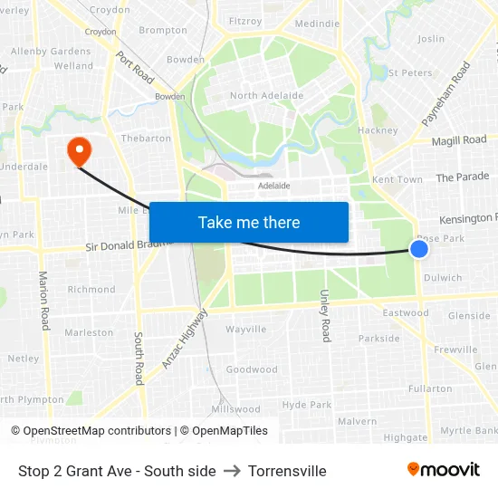 Stop 2 Grant Ave - South side to Torrensville map