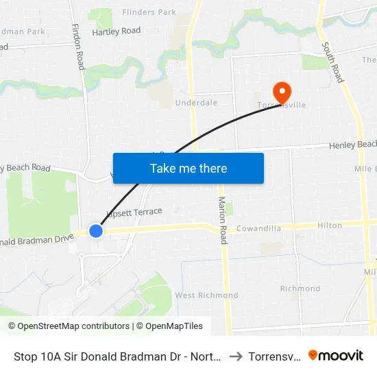 Stop 10A Sir Donald Bradman Dr - North side to Torrensville map