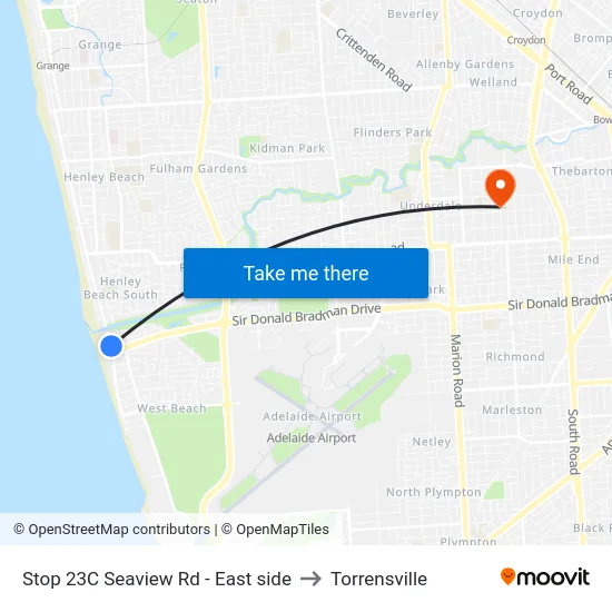 Stop 23C Seaview Rd - East side to Torrensville map